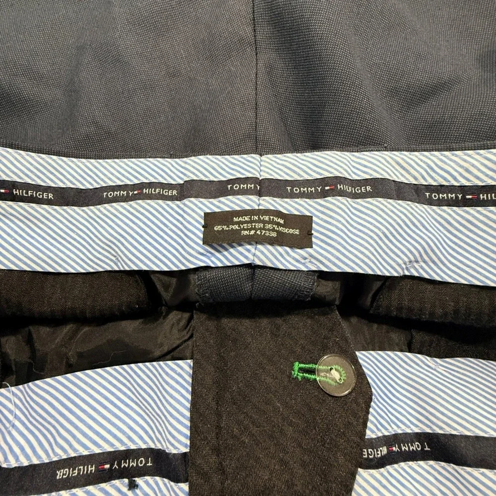 Tommy Hilfiger Dress Pants Mens 38x32 Navy Blue Flat Front Business Professional